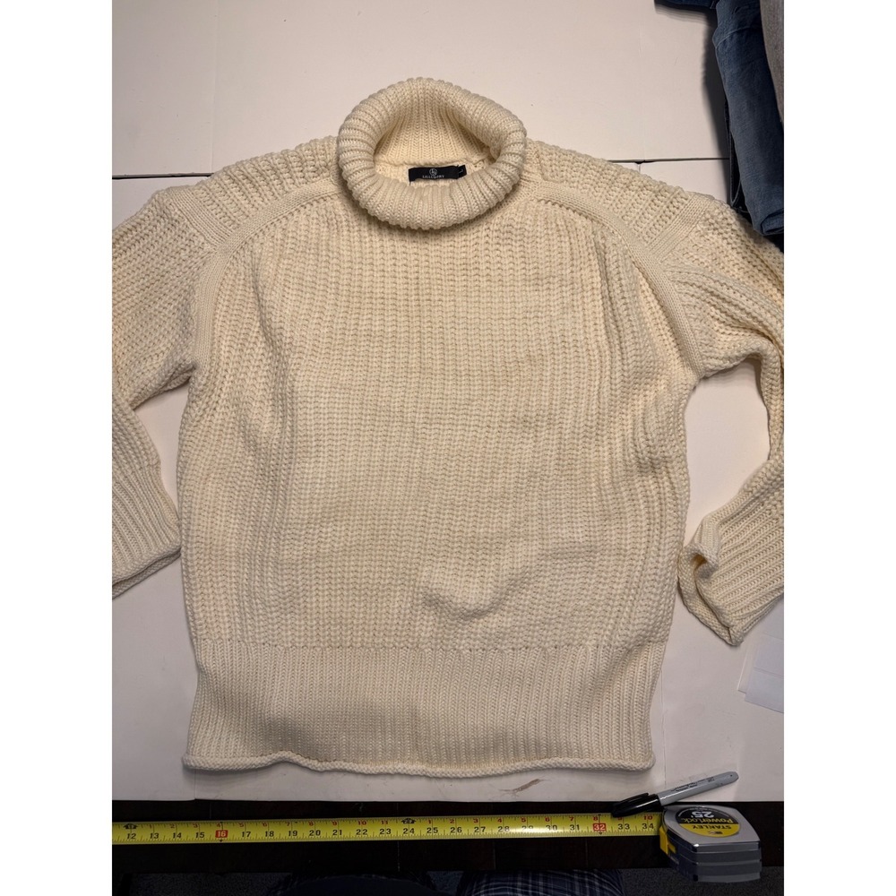 Lillusory Womens Cream Oversized Turtleneck Chunky Knit Sweater L S070-A06